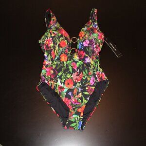 Women's XL Tahari Plunge Neck Floral One Piece Swim/Bathingsuit NWT